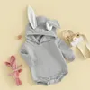 Rompers Pudcoco Infant Born Babhighers Boys Boys Easter Hood Jumpsuit Letter Print Long Sleeve 3D Ear Romper 0-18m