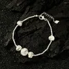 Charm Bracelets S925 Silver Plated Round Ball Bracelet&Bangle For Women Elegant Sweet Jewelry Gift L179