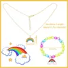 Ожерелья, браслеты, комплект Abaima, украшения для девочек с милыми разноцветными сердечками единорога, звездами и радужными подвесками, подарок для детей, игрушка, сувениры для вечеринки, ролевые игры