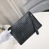 Fashion Luxury Brand Bag Genuine Leather Clutch Bag High-End Designer Business Bag Hand Woven File Bag Large Capacity Minimalist Style Black 25cm 29cm