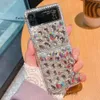 Coque de téléphone de luxe en diamant scintillant 3D, étui rigide en PC fait à la main avec strass pour Samsung Galaxy Z Flip 3 5G