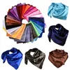 Foulards Mode Soie Satin Bandeau Cheveux Couleur Unie Foulard Soyeux Carré Châles Foulard Musulman Hijab Écharpe Bandana