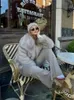 Women Fashion Lapel Faux Fur Jacket Chic Warm Long Sleeve Fluffy Cardigan Coats Winter Lady Luxury Streetwear 240108