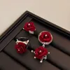 Anéis de cluster feitos à mão doce vintage rosa flor anel aberto flor delicada strass noivado para mulheres acessórios de jóias de casamento