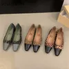 Suojialun 2024 Spring Brand Women Flat Shoes Fashion Leopard Print Ballerinas Shoes Flat Heel Dress Ballet S 240109