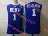 Mens #1 Zion Williamson Duke Blue Devils Basketball Jersey Stitched #5 RJ. Barrett #5 Paolo Banchero Duke Jerseys S-3XL