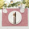 Bord Mattor Pink Daisy Placemats Four Seasons Universal Pad Sea of ​​Flowers Mat Flax Placemat för mat Tabel Decor Set 4