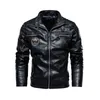 Männer Herbst Und Winter Männer Hohe Qualität Mode Mantel PU Leder Jacke Motorrad Stil Casual Jacken Schwarz Warm Mantel 240109