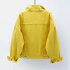 Kvinnors denimjacka Spring Autumn Short Coat Pink Jean Jackets Casual Tops Purple Yellow Vit Loose Tops Lady Outerwear KW02 240109