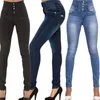 Kvinnors jeans mode kvinnor denim mager jegings byxor hög midja stretch smal blyerts elastiska byxor