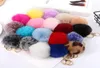 40 couleurs boule de fourrure d'oreille de lapin faveur 8 cm lapin artificiel en peluche pompon Sodt boules rondes moelleuses porte-clés sac charme fête du festival De8514345