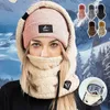 Sherpa capuche masque de ski haute polaire cagoule hiver coupe-vent en plein air casquette de cyclisme masques bonnets femmes peluche chapeau chaud 240109