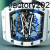 Top ZF Factory RicharsMiller Tourbillon boîtier en Fiber de carbone RM 61-01 automatique mécanique changement arrière blanc montre de luxe M7FDM7FDM7FD