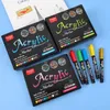 36 couleurs marqueurs acryliques stylos pinceau pour tissu roche peinture stylo céramique verre toile bricolage carte faisant des fournitures d'art 240108