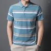 Herren Polos Sommer Gestreifte Druck Tops T-Shirts Polo Hals Kurzarm Plus Größe Casual T Shirts Mode Business Männer Kleidung