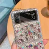 Coque de téléphone de luxe en diamant scintillant 3D, étui rigide en PC fait à la main avec strass pour Samsung Galaxy Z Flip 3 5G