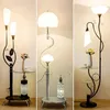 Floor Lamps Standing Light With Wood Table For Living Room Bedside Flower Glass Lampshade Art Decor Corner