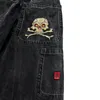 Jeans da uomo JNCO Harajuku Hip Hop Retro Skull Graphic ricamato pantaloni larghi in denim Y2K Uomo Donna Goth pantaloni larghi a vita alta