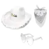 Berets Western Cowboy Hat Heart Sunglasses Bridal Shower Cowgirl Costume Outfit Y1UA