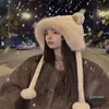 Autumn and winter girls cute bear ears winter thickened plush warm hat female ear protection sweet baotou cold hat tide