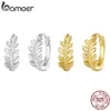 Anillos Bamoer Sterling Sier Leaf Hebillas para las orejas Pendientes de aro chapados en oro clásicos simples para mujer Joyería llamativa 3 colores