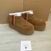 Ultra Designer Clássico Mini Bota Plataforma Trança Botas de Neve de Inverno Mulheres Australianas Uggsity Couro Real Botas de Pele Quentes Sapatos Luxuosos