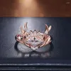 Кольца кластера Лось для женщин Корейская мода Позолоченное кольцо из розового золота с камнем Аксессуары для пальцев Ювелирные изделия Рождественский подарок Оптовая продажа KCR135