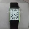 Super mince série haut de gamme montre à quartz hommes femmes cadran argenté bracelet en cuir noir montre-bracelet classique rectangle conception robe Clo266P