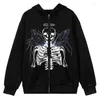 Heren Hoodies Straat Hip Hop Angel Vlinder Print Zwarte Rits Hoodie Vrouwen Y2k Harajuku Jas Sweatshirt