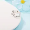 Cluster Ringe Mode Weibliche Funkelnde Triple Band Ring Klare Kristalle Sterling Silber Schmuck Für Frau Party Vorschlag