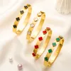 Designer armband armband för kvinnor fyra bladklöver 18k guldpläterad vårkärlek smycken gåva parti lyckligt rostfritt stål