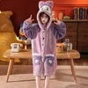 Kids Flannel Bathrobe Baby Girls Boy Cartoon Hooded Pajamas Children Soft Bath Robe Nightgown Teenager Toddler Clothing 3-14Year 240108