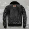 2024 Detachable Natural Fur Collar Genuine Cowhide Men Leather Jacket Patches Flight Jacket Air Force Pilot Coat Winter Bomber Jacket