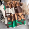 Корейская версия, осенне-зимний лоскутный дизайн с буквами цвета дофамина, удлиненное высококачественное ощущение тепла, модный кашемировый шарф и шаль