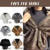 Women Bridal Shawl Wedding Cape Warm Plush Elegant Winter Faux Fur Long Stole Wrap Shrug Scarf For Evening Party Decor 240108