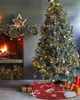Décorations de Noël 122cm jupe d'arbre en peluche courte bonhomme de neige rouge flocon de neige arbres de noël tapis tapis ornements fête à la maison