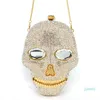 Designer- Black Handmade Skull Crystal Women Bolsas de noite Bolsas de Diamond Ladies Bolsa de festa Purse284p