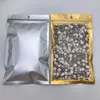 75x12cm 200pcs الأكياس الأمامية غير اللامعة صافية من الألومنيوم الذهبي رقائق ziplock ziplock إعادة فتحها غبار الأداء بولي بلاستي