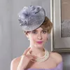 Berets British Ladies Hat For Wedding Gray Party Formal Fascinator Cocktail Hats Women Dress Chapeau Fedora Sombreros Invierno