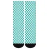 Women Socks Aqua Checkerboard Green White Squares Kawaii Stockings Female Warm Soft Skateboard Spring Pattern Non Slip