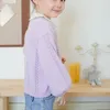 Jaquetas 1-6yrs bonito arco roxo bordado jaqueta meninas cardigan com decote em v camisola rosa casaco 1 2 3 4 5 6 anos de idade criança roupas ogc241113