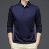 Camicie eleganti da uomo T-shirt a maniche lunghe da uomo Primavera e autunno Business Casual Slim colletto rovesciato T-shirt con motivo geometrico