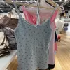 Blomma tryckt spetsdekorerad våffla skörd topp retro chic båge sexig ärmlös camis tank top för kvinnor söt bomull ultratunn tank topp 230711