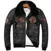 2024 Detachable Natural Fur Collar Genuine Cowhide Men Leather Jacket Patches Flight Jacket Air Force Pilot Coat Winter Bomber Jacket