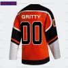 Personnalisez les maillots de hockey 00 Gritty pour hommes, femmes et enfants, chemise personnalisée noir et Orange, maillot cousu pour jeunes dames 49