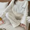 Herfst Winter Flanel Dames Pyjama Sets Leuk Patroon Gedrukt Nachtkleding Fluwelen Homewear Set Meisje Pijamas Mujer Pyjama 240108