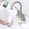 Kitchen Faucets Bathroom Faucet Brushed Nickel 4" 2-Handle Centerset Basin With -up Drain & Supply Lines 11