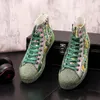 Green Silver Rhinestone Print Men Flat Shoes Hip-Hop Punk High Tops Sneakers Casual Board Shoes Zapatillas Hombre 10A30