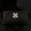 Brooches Colorful Four-Leaf Clover Brooch Women Luxury Corsage Suit Collar Pin Accessories Chest Anti-Exposure Safety Buckle Jewelry 5296