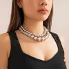 Collier ras du cou en perles CCB pour femmes, grande chaîne de perles tendance, accessoires de cou, bijoux à la mode, 2024